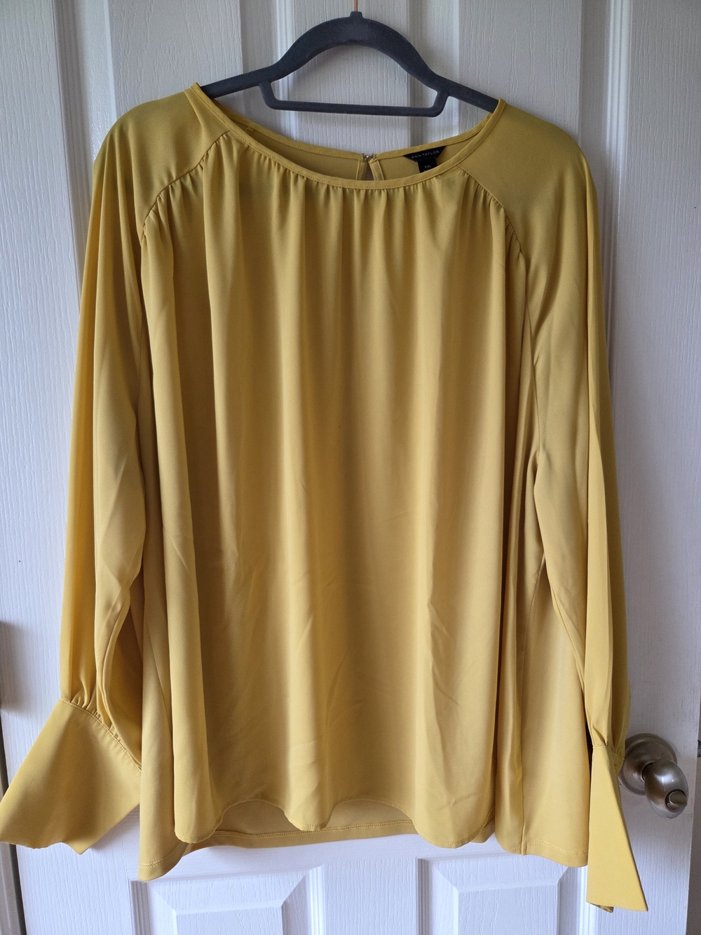 Ann Taylor Mustard Yellow Long Sleeve Round Neck Blouse